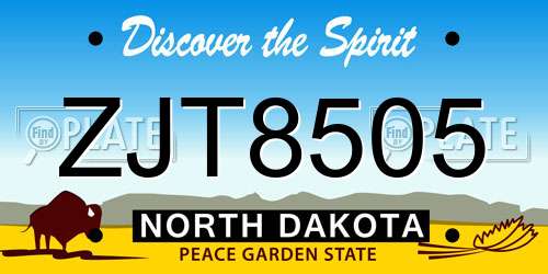 ZJT8505 North Dakota License Plate
