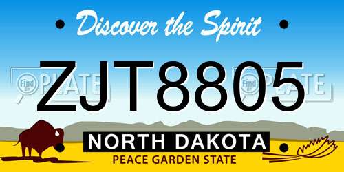 ZJT8805 North Dakota License Plate