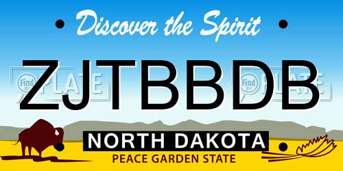 ZJTBBDB North Dakota License Plate