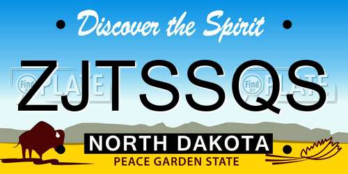 ZJTSSQS North Dakota License Plate