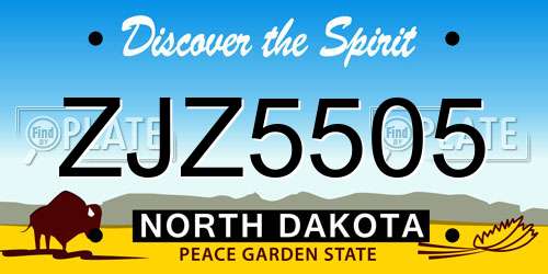 ZJZ5505 North Dakota License Plate
