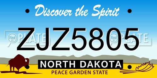 ZJZ5805 North Dakota License Plate