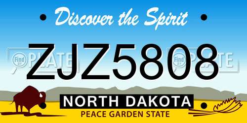 ZJZ5808 North Dakota License Plate