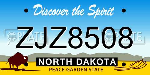 ZJZ8508 North Dakota License Plate
