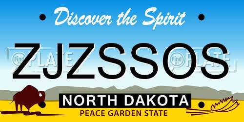 ZJZSSOS North Dakota License Plate