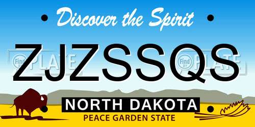 ZJZSSQS North Dakota License Plate