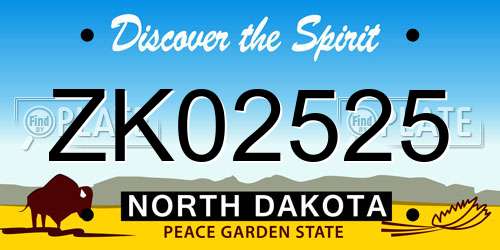 ZK02525 North Dakota License Plate