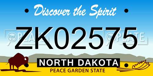 ZK02575 North Dakota License Plate