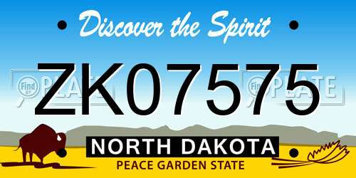 ZK07575 North Dakota License Plate