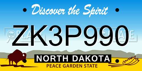 ZK3P990 North Dakota License Plate