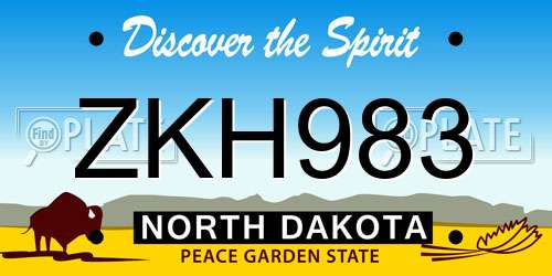 ZKH983 North Dakota License Plate