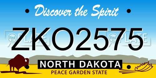 ZKO2575 North Dakota License Plate