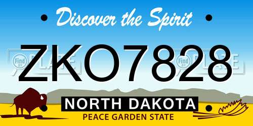 ZKO7828 North Dakota License Plate