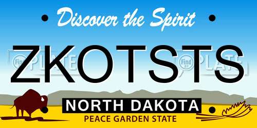 ZKOTSTS North Dakota License Plate