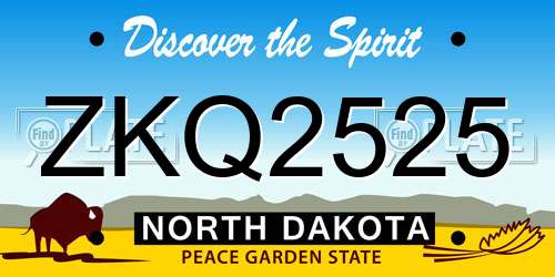 ZKQ2525 North Dakota License Plate