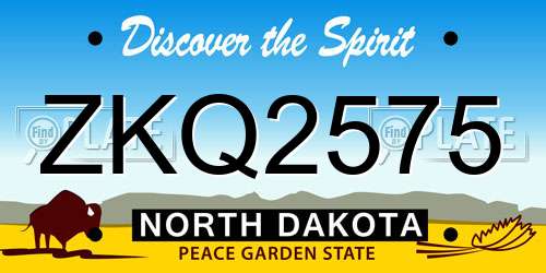 ZKQ2575 North Dakota License Plate