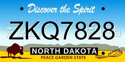 ZKQ7828 North Dakota License Plate