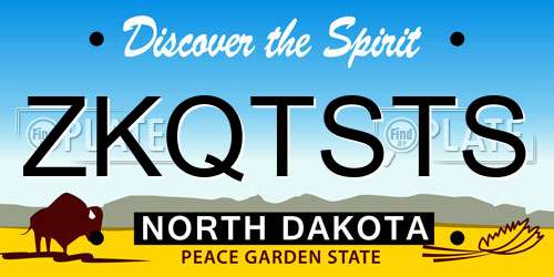 ZKQTSTS North Dakota License Plate