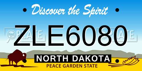 ZLE6080 North Dakota License Plate