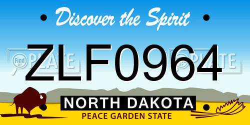 ZLF0964 North Dakota License Plate