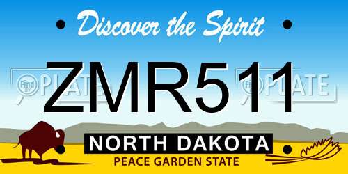 ZMR511 North Dakota License Plate