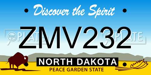 ZMV232 North Dakota License Plate