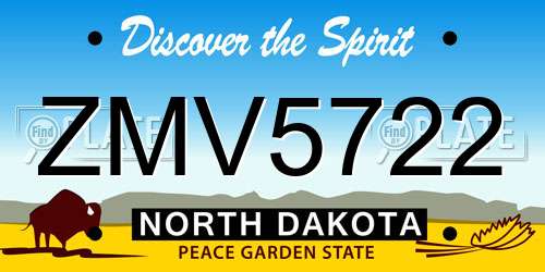 ZMV5722 North Dakota License Plate