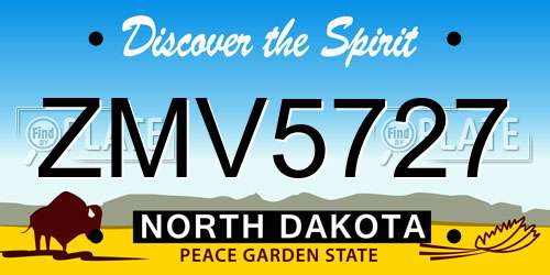 ZMV5727 North Dakota License Plate
