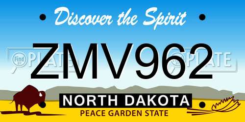 ZMV962 North Dakota License Plate
