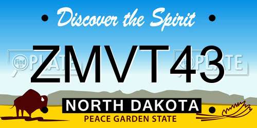 ZMVT43 North Dakota License Plate