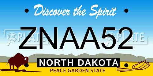 ZNAA52 North Dakota License Plate