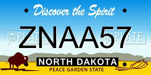 ZNAA57 North Dakota License Plate