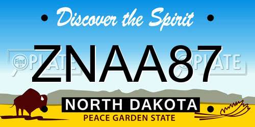 ZNAA87 North Dakota License Plate