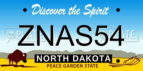 ZNAS54 North Dakota License Plate
