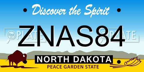 ZNAS84 North Dakota License Plate