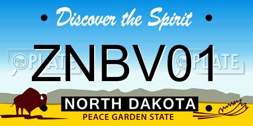 ZNBV01 North Dakota License Plate