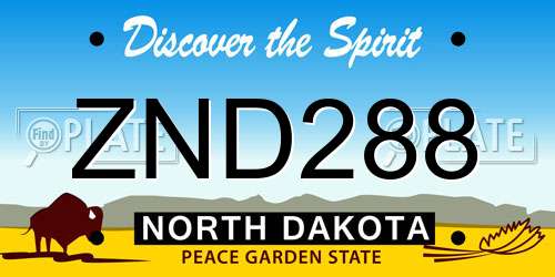 ZND288 North Dakota License Plate