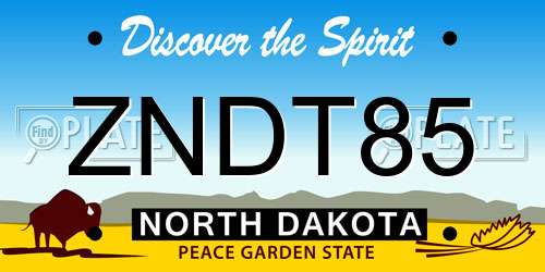 ZNDT85 North Dakota License Plate