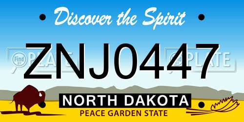 ZNJ0447 North Dakota License Plate
