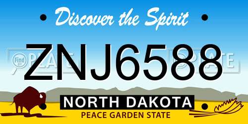 ZNJ6588 North Dakota License Plate