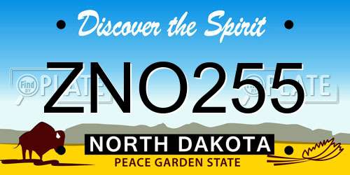 ZNO255 North Dakota License Plate