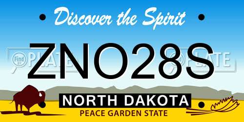 ZNO28S North Dakota License Plate