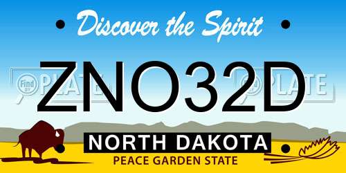 ZNO32D North Dakota License Plate