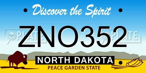 ZNO352 North Dakota License Plate