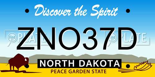 ZNO37D North Dakota License Plate