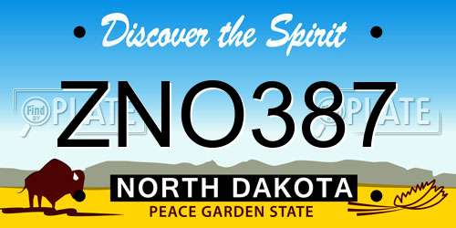 ZNO387 North Dakota License Plate