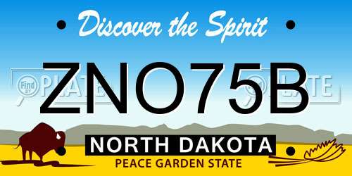 ZNO75B North Dakota License Plate