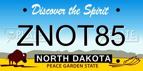 ZNOT85 North Dakota License Plate
