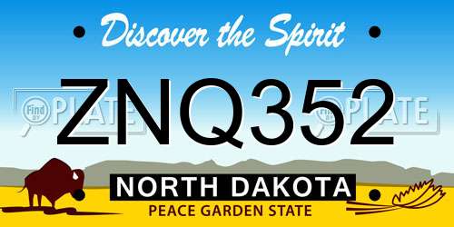 ZNQ352 North Dakota License Plate
