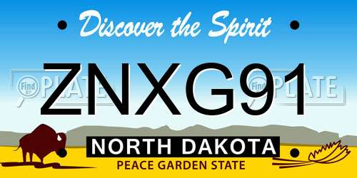 ZNXG91 North Dakota License Plate